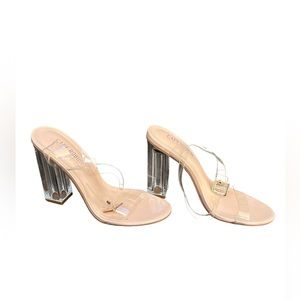 Cape Robbin Maria 2 Clear Chunky Block High Size 6.5 Heel